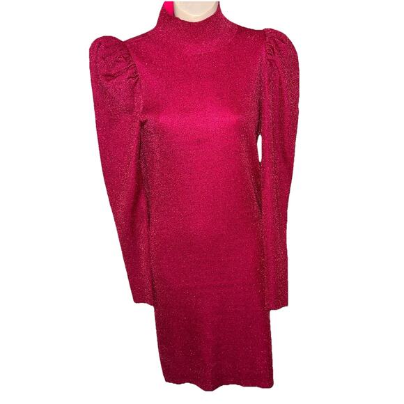 Alice + Olivia Dresses & Skirts - Alice + Olivia Women’s Pink Issa Turtleneck Puff Sleeve Mini Dress Medium